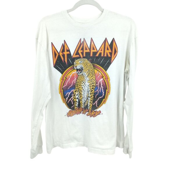 Def Leppard Large High N Dry Leopard Lightning Double Sided Long Sleeve Tee - Picture 1 of 7